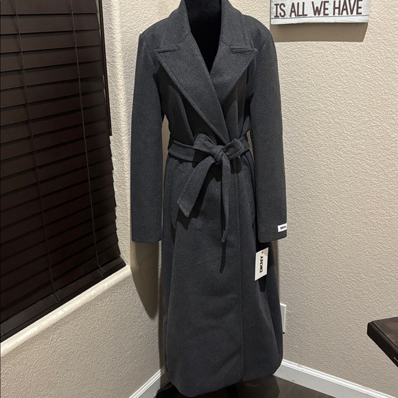 DKNY Maxi Charcoal Trench Coat for Women